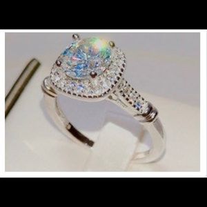 White Lovers Stone Diamonique Wedding Ring